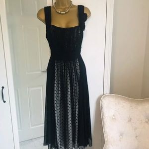 Berkertex Black Polka Dot Lined Chiffon Cocktail Dress Size 16 Occasion Party